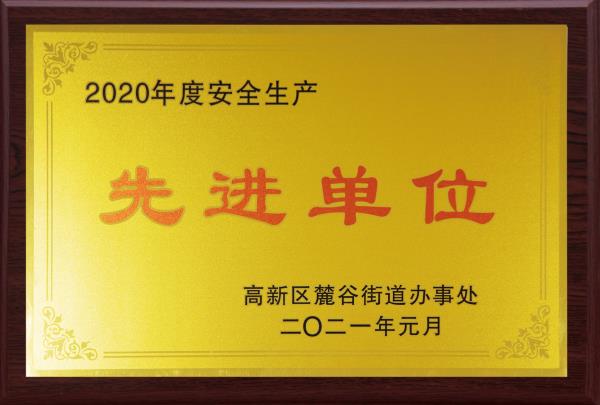 诺舟大药房荣获由高新区麓谷街道办事处颁发的“2020年度安全生产先进单位”奖